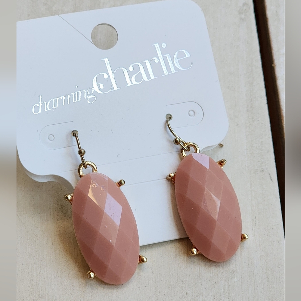 Charming Charlie Pink Oval Earrings